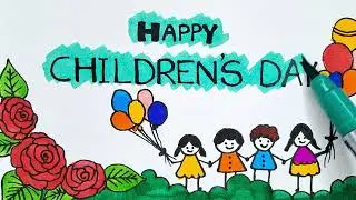 Happy children's day poster drawing | poster drawing | children's day drawing | #childrensdayposter 