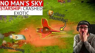 Crashed Red and Silver Royal Exotic in No Man's Sky