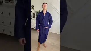 Халат вафельный мужской (синий)