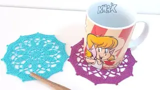 Маленькая салфетка для кружек крючком. Крючок. Крючок для начинающих.