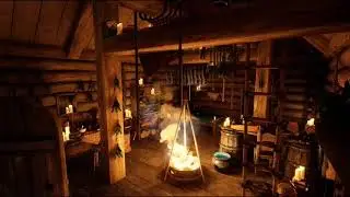 Middle ages.The hut of the herbalist. Night noise and the crackle of a bonfire.
