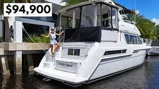 ONLY $94,900 Yacht-Home!🤩 1998 Carver 405 Aft Cabin Motor Yacht Tour