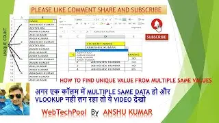 HOW TO COUNT THE NUMBER OF UNIQUE VALUES IN A LIST OF MULTIPLE SAME VALUES IN ONE COLUMN.
