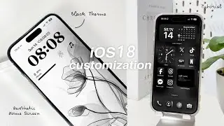 iOS 18 AESTHETIC CUSTOMIZATION (BLACK) 🖤✨ | custom iphone theme, widgets, icons tutorial
