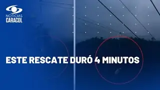 Así fue el rescate en Villamaría, Caldas, de una de las personas atrapadas en un cable aéreo