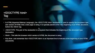 HTML TAGS - DOCTYPE html Tag