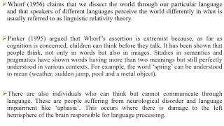 Psycholinguistics - Lesson 11 - Language and Thought
