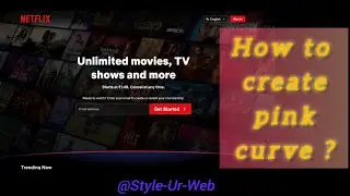 How to create pink curve on Netflix website?Dark image background | Curved border 