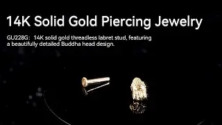 14K Solid Gold Threadless Labret Stud with Buddha Head Design