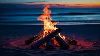 Cozy Beach Bonfire at Sunset  Relaxing Fire Sounds for Sleep, Study and Meditation
