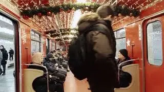 Новогодний поезд метро Ёж-3 снова на линии. Таганско-Краснопресненскпя линия.