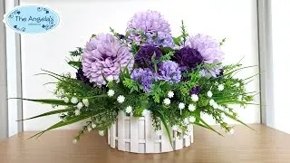 Bunga Pompom Ungu | Purple Chrysanthemum Pompoms | Merangkai Bunga
