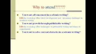 RCTD Workshop  Academic Writing Why to Attend