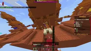 Playing Minecraft bedwars on bedrock edition on Nether Games . But yellow team had a autoclicker.