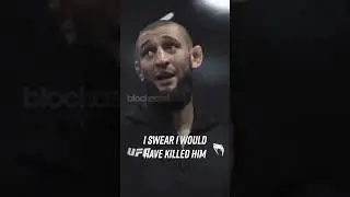 Khamzat Chimaev reacts as he watches Nate Diaz octagon interview.