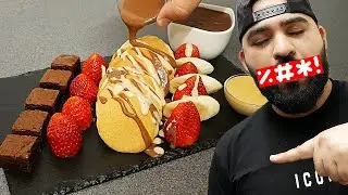 Brownies & Pancakes with Chocolate Sauce
