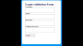 Login form using JS custom Validity