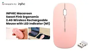INPHIC Macaroon Sweet Pink Ergonomic 2.4G Wireless Rechargeable Mouse with LED Indicator (M1)