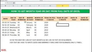HOW TO EXTRACT DAY MONTH YEAR FROM FULL DATE IN EXCEL CHANGE DATE IN WORDS OR IN NUMBERS