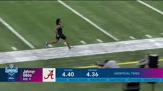 Jahmyr Gibbs runs official 4.36-second 40-yard dash at the 2023 NFL Scouting Combine