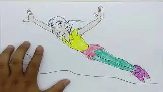 How to Learn Drawing and Coloring Page disney Peter Pan Flying For Kids