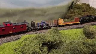 BLI Boston & Maine F7 #4266 & 4268 with mixed freight.