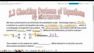 Check Solutions of Systems with Matrices (part 1)