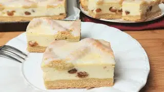 Traditional Krakow cheesecake, just like in the old days. With a lattice top, raisins, and icing.