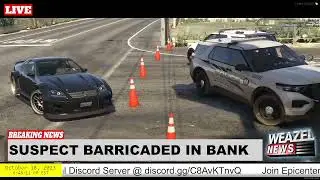 FiveM: (Weazel News) Suspect barricaded with hostage inside Paleto Bay Bank.