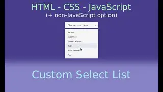HTML CSS (Plus JavaScript Option). Custom Select List