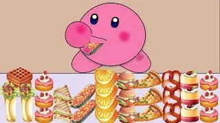 Kirby animation - waffles, Bean sandwiches, Pizza and some pastries Asmr mukbang #kirby #asmr