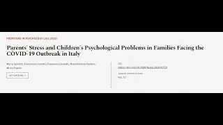 Parents Stress and Childrens Psychological Problems in Families Facing the COVID-19 O... | RTCL.TV