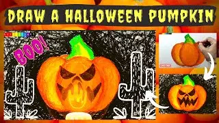 Draw a Halloween Pumpkin | Crayons | art lesson | halloween drawing
