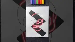 Neón Technique with Acrylic Markers! 💀✨🎨 || Stained Art with Black!  🖤 