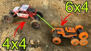 Rc 4x4 pulling Rc 6x4 😱 | Powerful 4x4 Rc car