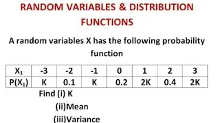 Random Variables & Distribution Functions-To find mean n Variance