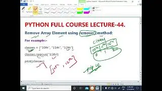 PYTHON LECTURE - 44| Remove Method|Remove Array Elements|Remove Element from Array (