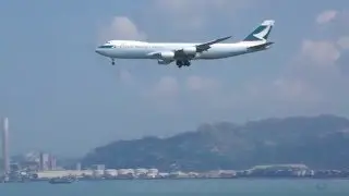 Cathay Pacific Cargo Boeing 747 landing at Hong Kong Chek Lap Kok Airport