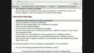 Intermediate English Conversation Class, love dating marriage