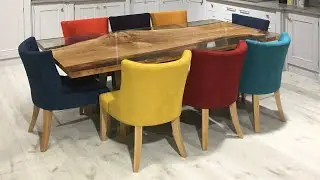 Splated Beech Slab Resin Edge Table-NEW