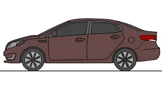 How to draw a Kia Rio QB Sedan 2011-2017 car step by step
