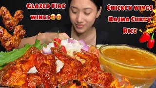 GLAZED CHICKEN WITH WHITE RICE🔥🔥, RAAJMA  AALU CURRY😍😍, SALAD, MUKBANG❤️❤️|| Eat with Aarati