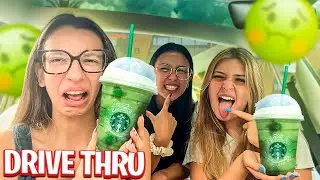 🤢PEDINDO E COMENDO TUDO QUE A PESSOA DA FRENTE ESCOLHEU NO DRIVE THRU DO STARBUCKS COM AS AMIGAS