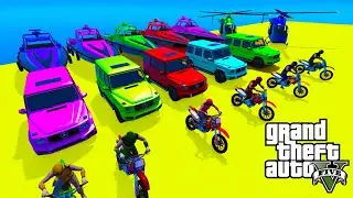 GTAV SPIDERMAN, YELLOW, PINK, GREEN, RED, Epic New Stunt Race Challenge / MONSTER TRUCK