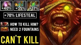 WTF 1v5 CAN'T KILL +70% Lifesteal With Repel Buff Unkillable Bristleback 7.24 Cancer Dota 2
