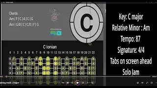 The Perfect C major Backing Track with Chord progression and modes on screen #cmajor #backingtrack