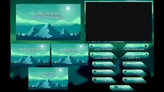 Twitch - Night Sky Themed Stream Overlay Package Calm Overlays and Scenes Pack 
