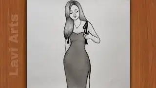 How to draw a Girl in Beautiful dress | Pencil drawing of a girl | Easy drawing for beginners