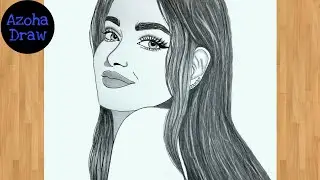 how to draw Beautiful girl with long hair and a cute smile Step by Step // Pencil drawing ||