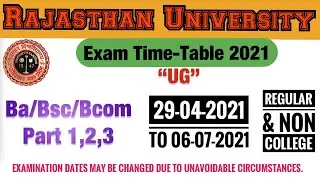 Rajasthan university ba/bsc/bcom exam time table 2021|| Ru ug exam time table || Ru exam news 2021.
